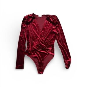 Cranberry Velour Long Sleeve Bodysuit
